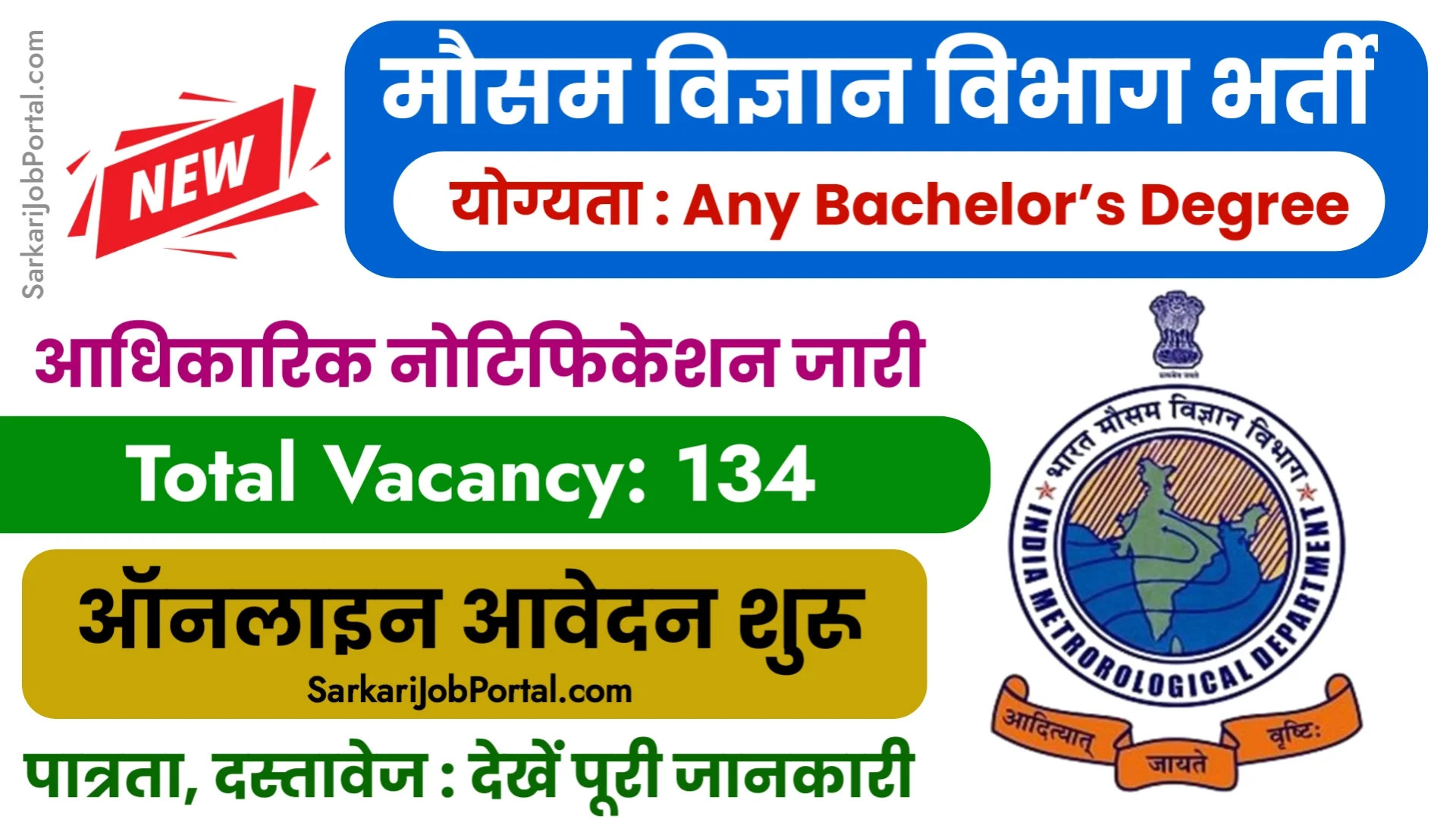 Read more about the article India Meteorological Department (IMD) 134 Project Staff Recruitment 2025